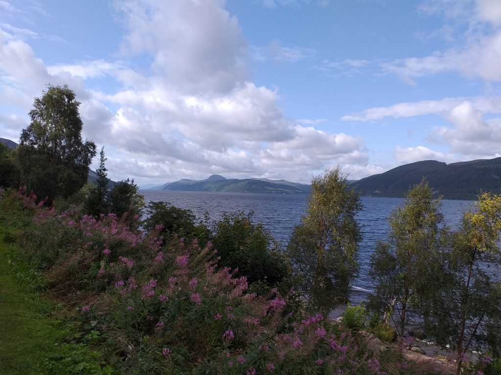 A view of Loch Ness over trees