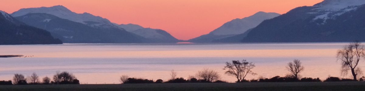 Sunset over Loch Ness in the Scottish Highlands