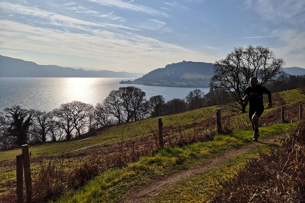 View of Urquhart Castle and Loch Ness from the Great Glen Way