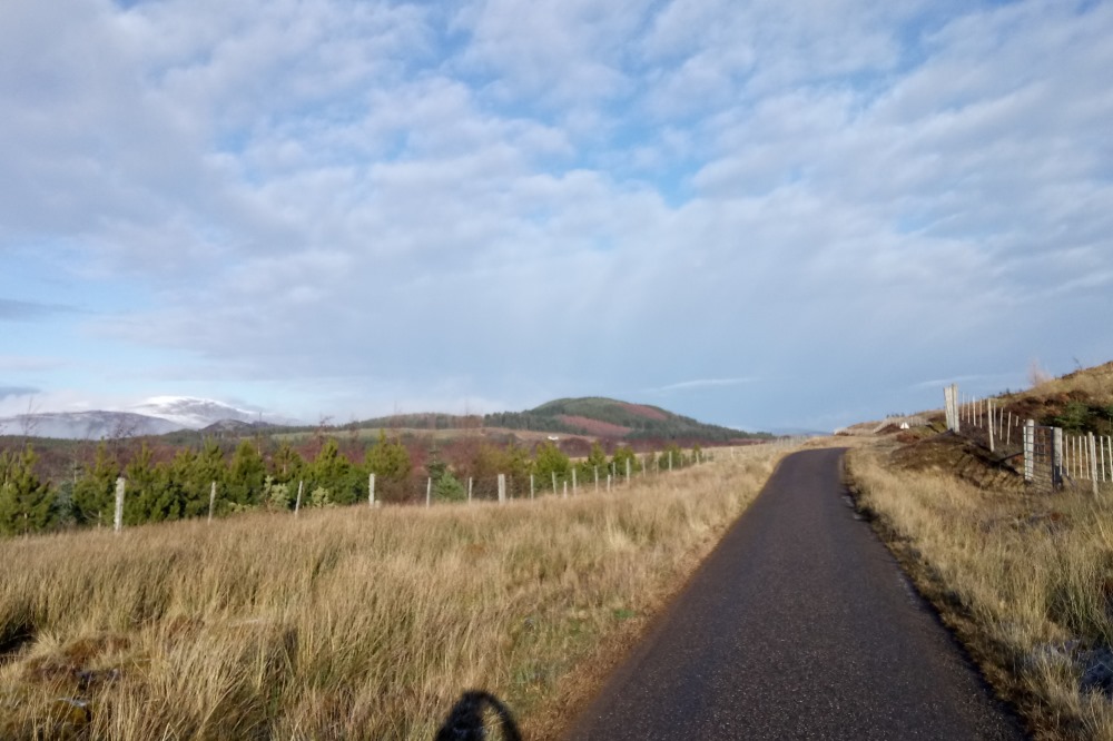 View of a small road on South Loch Ness, part of the Loch Ness 360 Trail